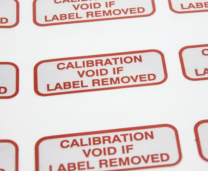 RS PRO Adhesive Pre-Printed Red Label-Calibration Void Removed-. Quantity: 140
