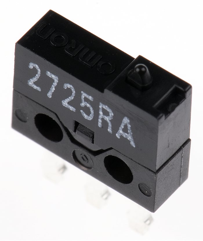 Omron Plunger Micro Switch, Through Hole Terminal, 500 mA @ 30 V dc, SPDT, IP40