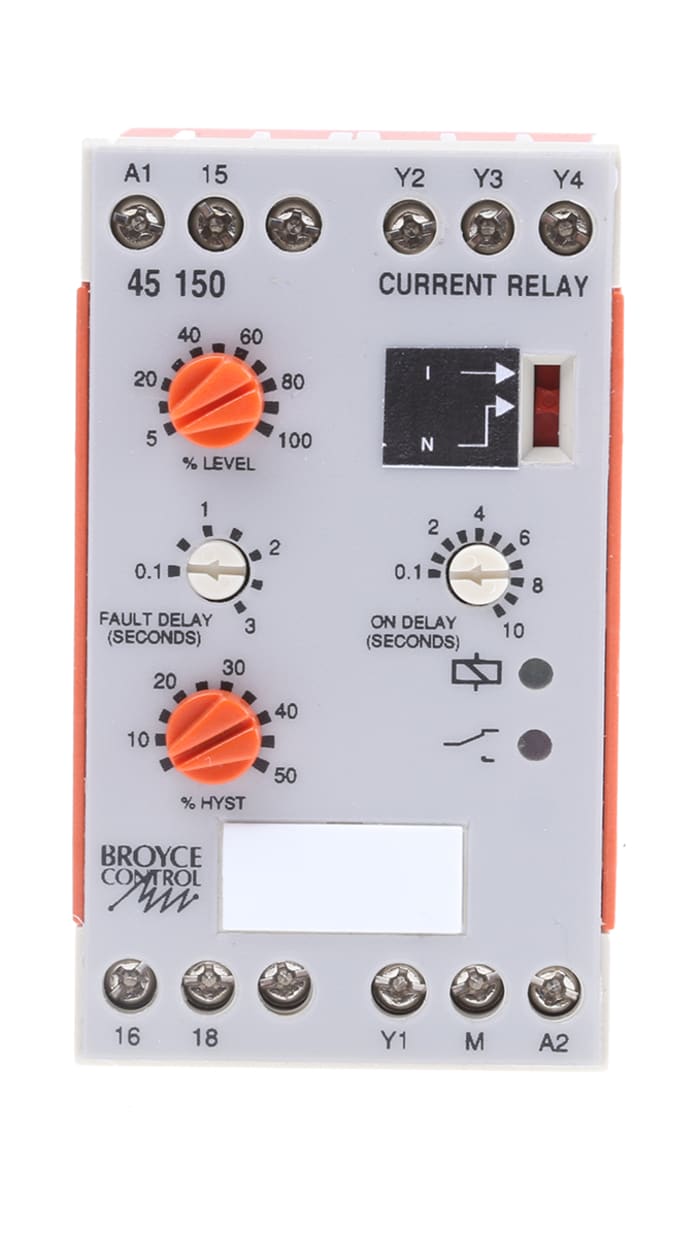 Broyce Control Kontrol Rölesi, SPDT, Akım, Tek Fazlı, Besleme Gerilimi: 110 V ac