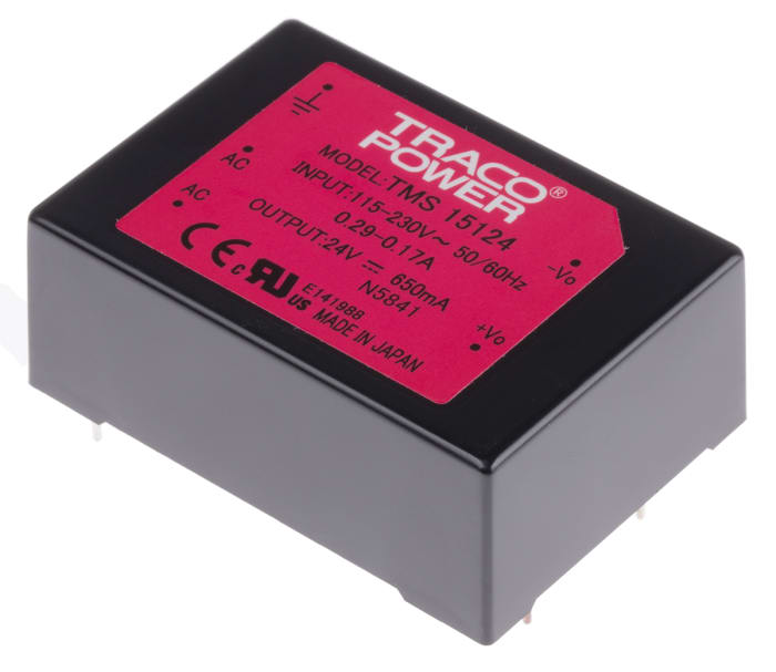 Alimentation à découpage intégrée, TRACOPOWER 15W, 1 sortie à 24V c.c. 650mA