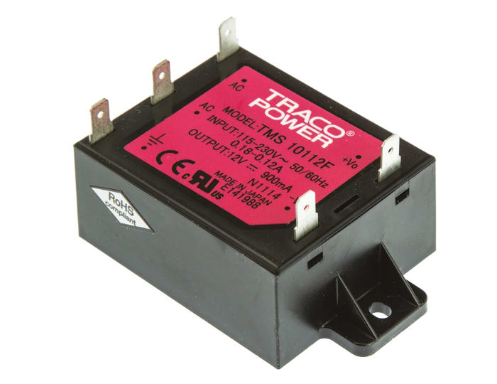 TRACOPOWER Embedded Switch Mode Power Supply SMPS, TMS 10112F, 12V dc, 900mA, 10W, 1 Output, 110 → 375 V dc, 85