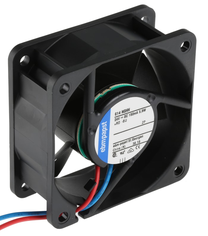 ebm-papst 600 N Series Axial Fan, 24 V dc, DC Operation, 54m³/h, 3.6W, 150mA Max, 60 x 60 x 25mm