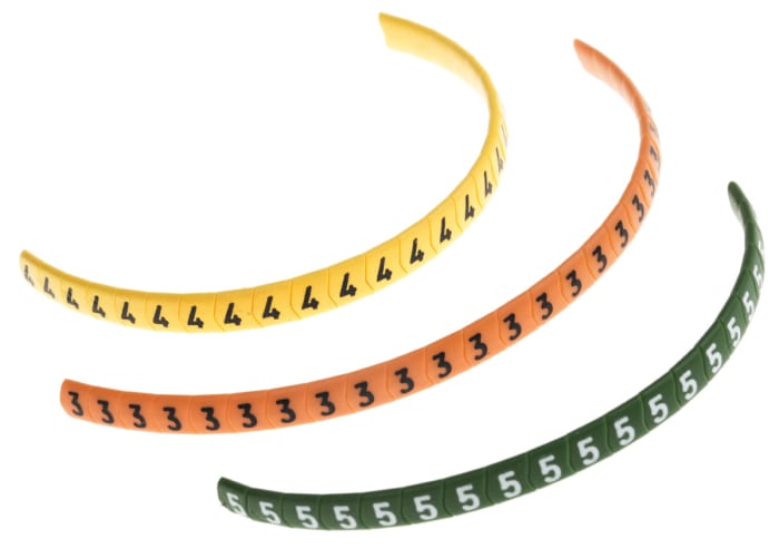 HellermannTyton Ovalgrip Slide On Cable Markers, Black, Blue, Brown, Green, Grey, Orange, Red, Violet, White, Yellow,