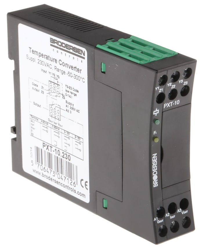 Brodersen Controls 9100 Series Signal Conditioner, RTD Input, Current, Voltage Output, 230V ac Supply
