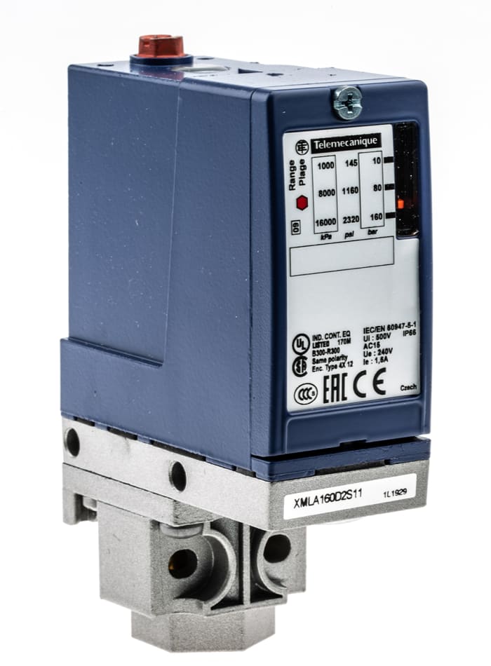 Telemecanique Sensors Pressure Sensor, 10bar Min, 160bar Max, Relay Output, Differential Reading