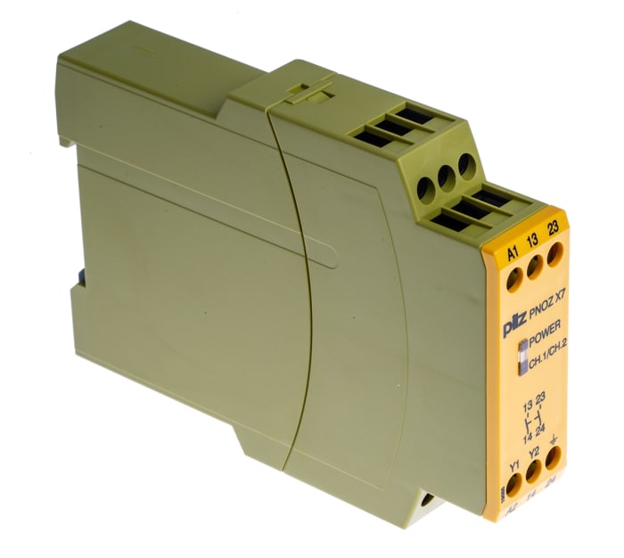Pilz PNOZ X PNOZ X7 Emergency Stop Safety Relay, 110V ac, Single Channel, 2 Safety Contacts