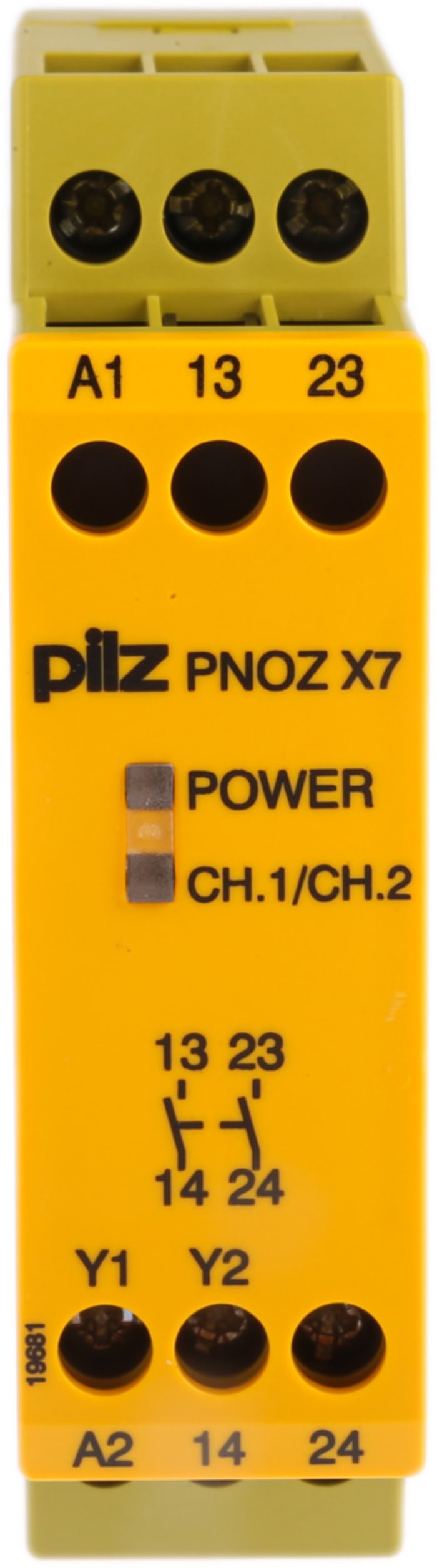 Pilz PNOZ X PNOZ X7 Emergency Stop Safety Relay, 24V ac/dc, Single Channel, 2 Safety Contacts