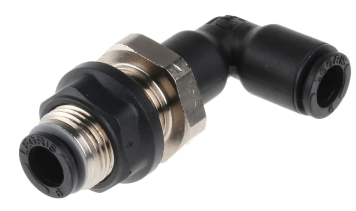 Legris LF3000 Series Bulkhead Tube-to-Tube Adaptor, Push In 6 mm to Push In 6 mm, Tube-to-Tube Connection Style