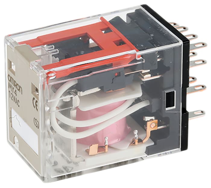 Omron Plug In Power Relay, 12V ac Coil, 5A Switching Current, 4PDT