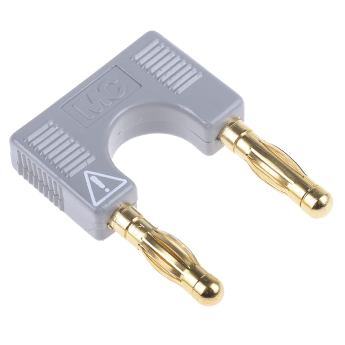 Fiche banane 4 mm Staubli Gris Mâle 32A 30 V, 60V c.c.
