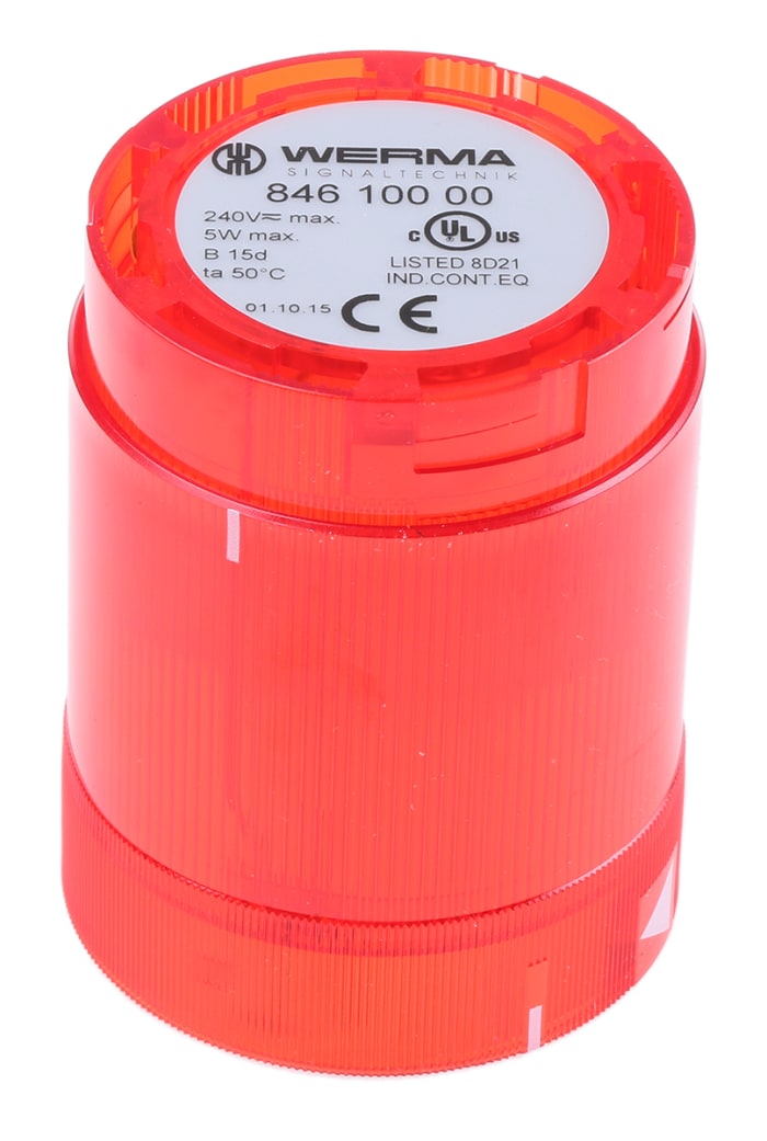 Werma 846 Series Red Steady Effect Beacon Unit, 12 → 230 V ac/dc, AC, DC, IP54