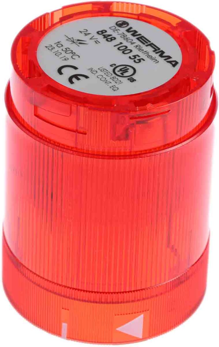 Werma 848 Series Red Steady Effect Beacon Unit, 24 V ac/dc, LED Bulb, AC, DC, IP54