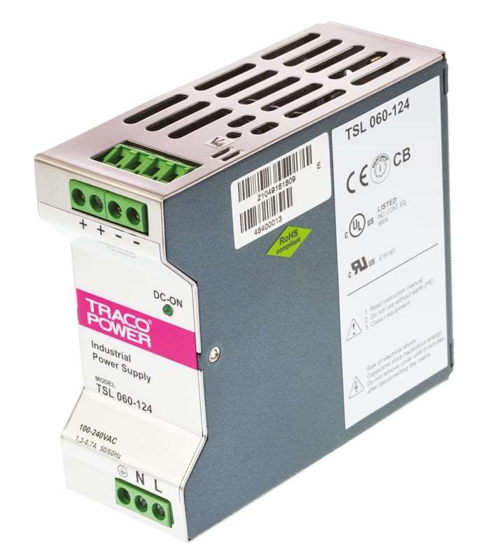 TRACOPOWER Switch Mode DIN Rail Panel Mount Power Supply ac Input dc Output, 2.5A Output, 60W