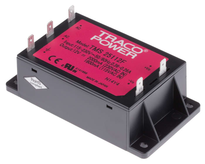 TRACOPOWER Embedded Switch Mode Power Supply SMPS, TMS 25112F, 12V dc, 2A, 25W, 1 Output, 110 → 375 V dc, 85