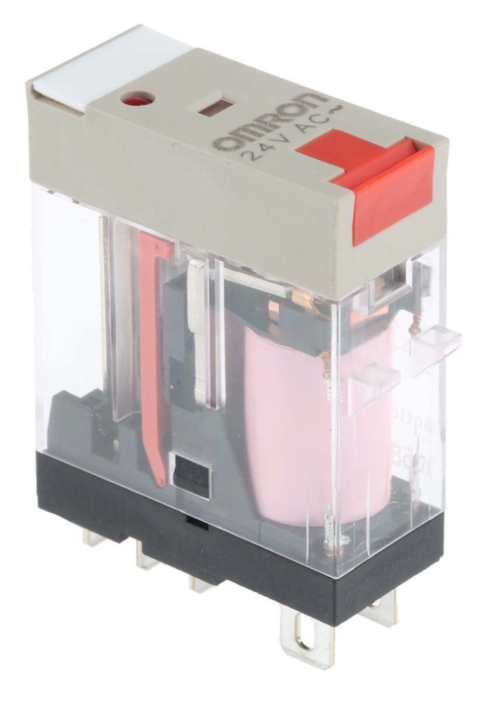 Relé de potencia sin enclavamiento Omron G2R de 1 polo, SPDT, bobina 24V ac, 10A, Montaje en PCB