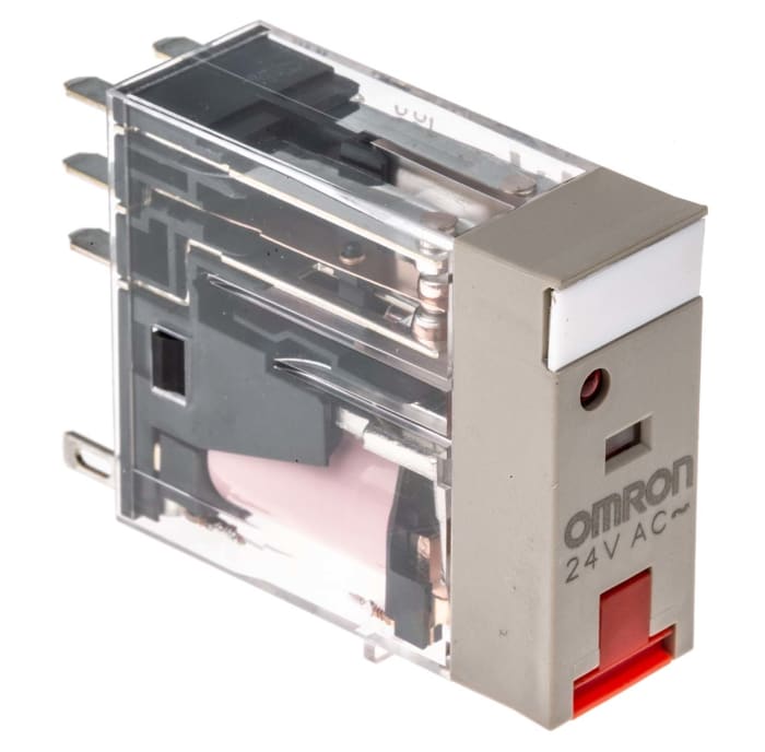 Relé de potencia sin enclavamiento Omron G2R de 2 polos, DPDT, bobina 24V ac, 5A, enchufable