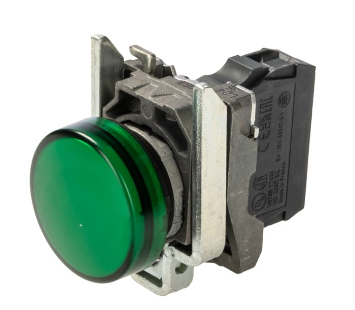 Schneider Electric, Harmony XB4, Panel Mount Green LED Pilot Light, 22mm Cutout, IP66, IP67, IP69(IP69K), 24V ac/dc