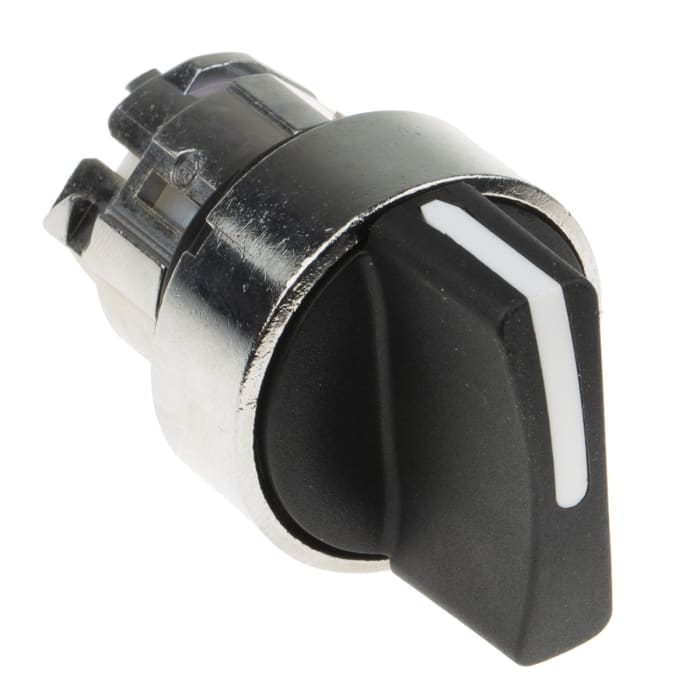 Schneider Electric Harmony XB4 Series 2 Position Selector Switch Head, 22mm Cutout, Black Handle
