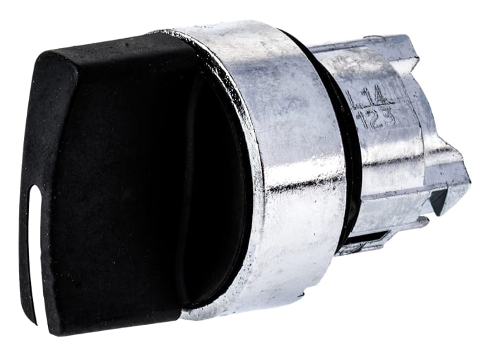 Schneider Electric Harmony XB4 Series 2 Position Selector Switch Head, 22mm Cutout, Black Handle