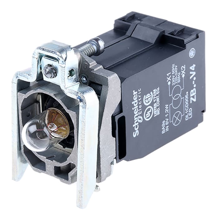 Bloque de luces Schneider Electric ZB4BV4, Incandescente, terminal Abrazadera de tornillo