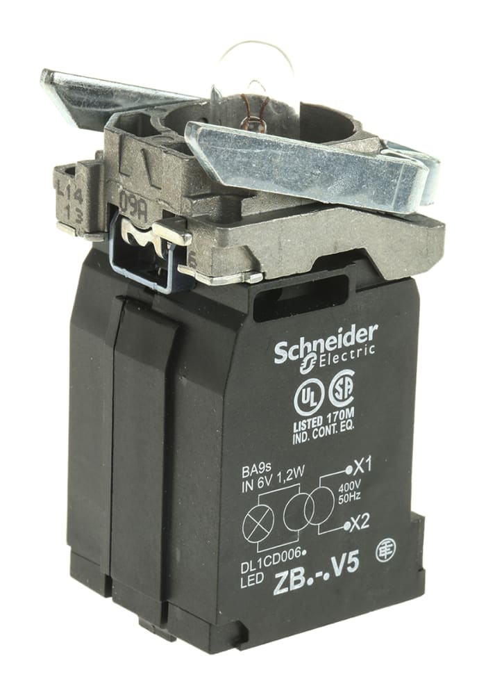 Bloque de luces Schneider Electric ZB4BV5, Incandescente, terminal Abrazadera de tornillo