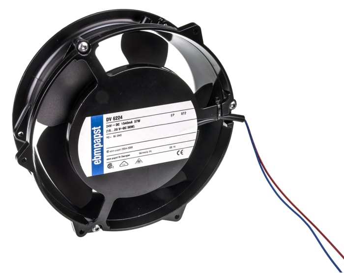 Ventilateur axial ebm-papst 24 V dc, 540m³/h, 172 (Dia.) x 51mm, 40W, Dia. 172mm