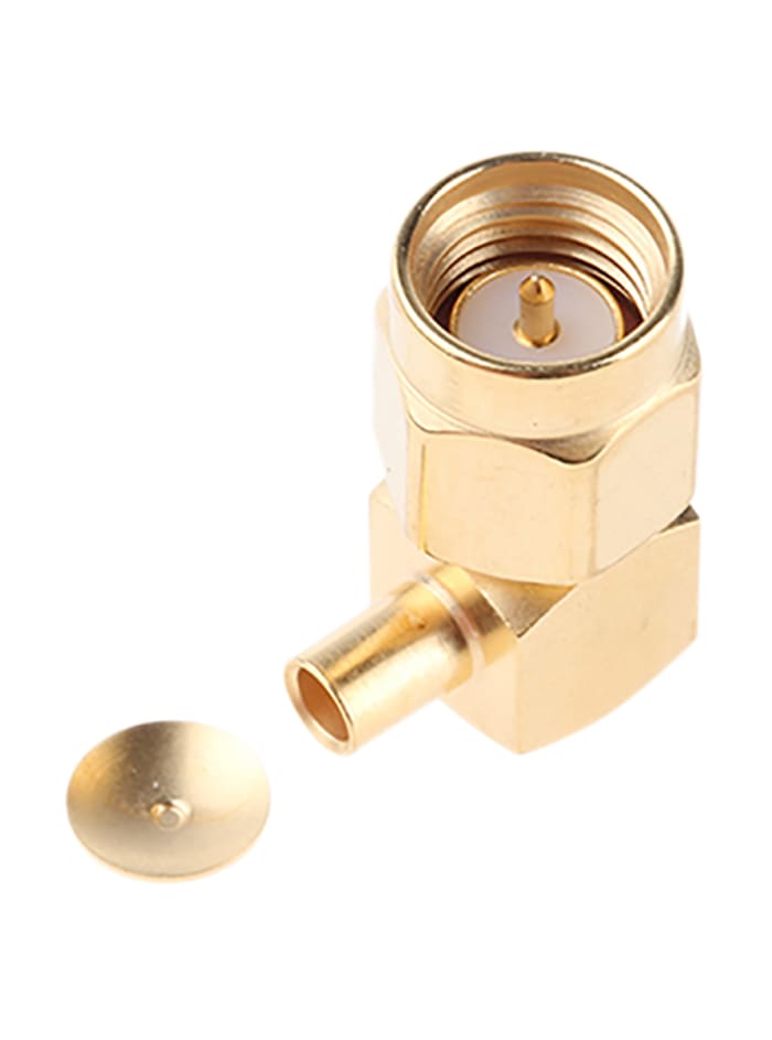 Connecteur SMA Radiall Mâle à angle droit, raccordement A souder 50Ω Montage sur câble