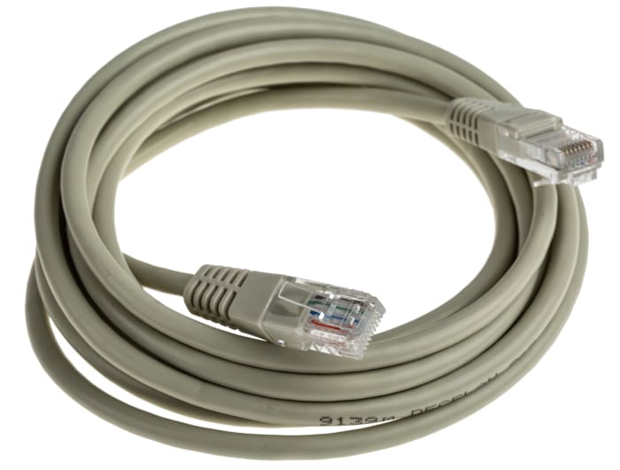 Decelect, 3 m Cat5e Ethernet Cable, Grey Polyvinyl Chloride Sheath Unscreened, Unshielded