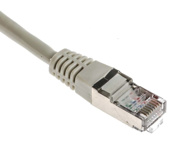 RS PRO, 10m Cat5, Grey RJ45 to Male RJ45 Male, F/UTP Shielded, Terminated PVC Sheath