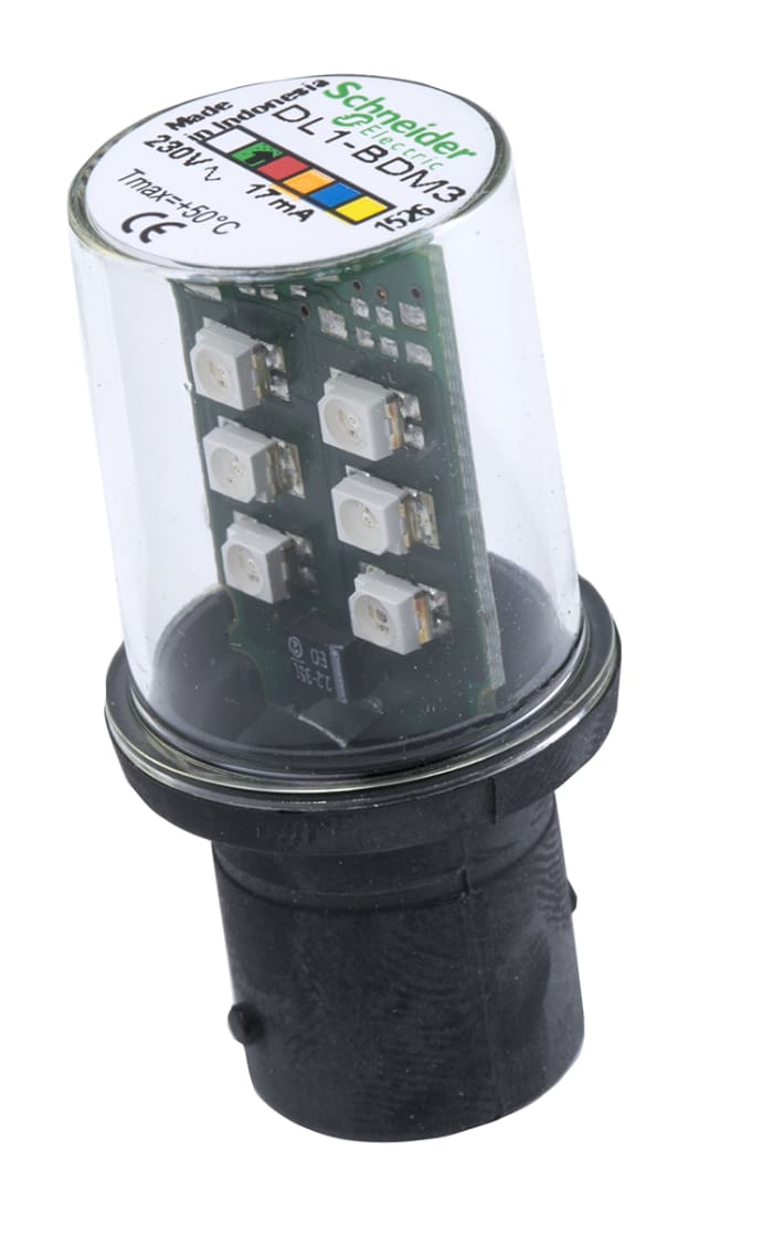 Schneider Electric LED Green Lamp, BA15d 230 V ac