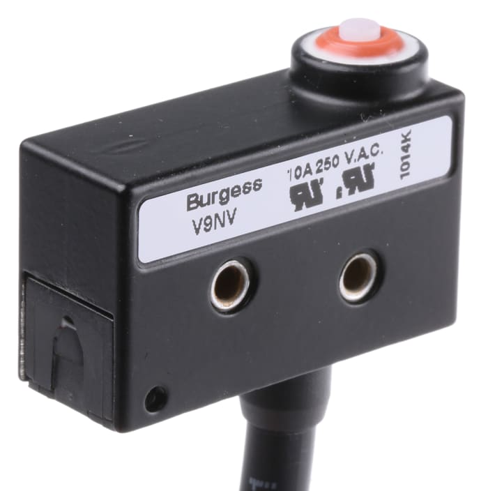 Saia-Burgess Pin Plunger Micro Switch, Pre-wired Terminal, 10 A @ 250 V ac, SPDT, IP67