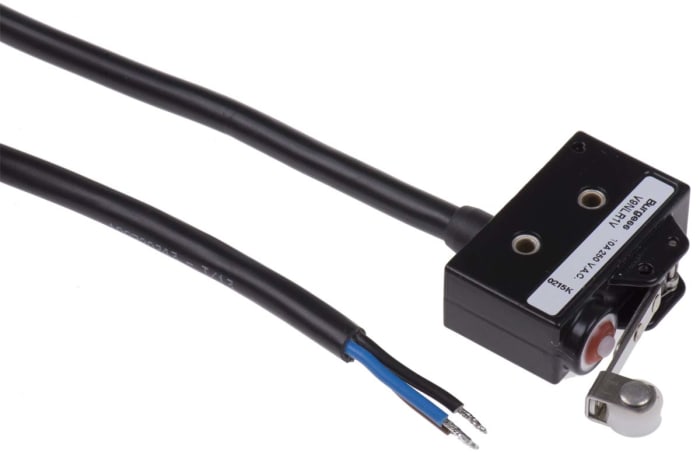 Saia-Burgess Long Roller Lever Micro Switch, Pre-wired Terminal, 10 A @ 250 V ac, SPDT, IP67