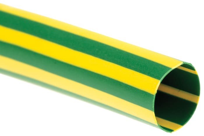 TE Connectivity Yeşil/Sarı Isıyla Daralan Makaron, 8mm, Büzüşme Oranı: 2:1, 1.5m Uzunluğunda