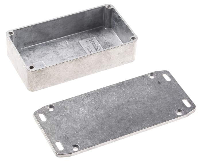 Hammond 1590 Series Natural Die Cast Aluminium Enclosure, IP54, Flanged, Natural Lid, 111.5 x 59.5 x 27mm