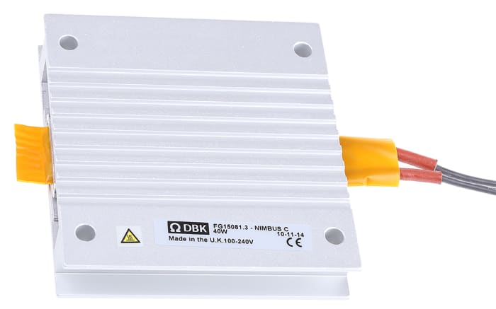 DBK Enclosures Enclosure Heater, 100 → 240V ac, 40W Output, 75mm x 80mm x 15mm