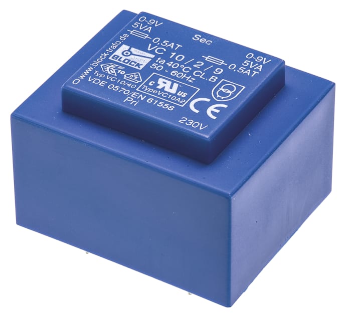 Block 9V ac 2 Output Through Hole PCB Transformer, 10VA