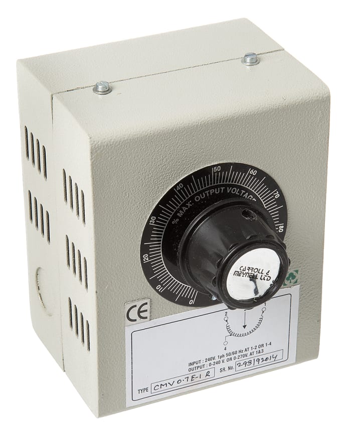 Carroll & Meynell 1 Phase 170VA Variac, 1 Output, 240V ac