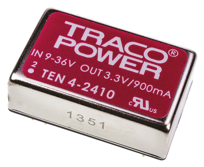 TRACOPOWER İzoleli DC-DC Dönüştürücüsü, 9 → 36 V dc / 3,3V dc, 4W, G/Ç İzolasyonu: 1,5kV dc