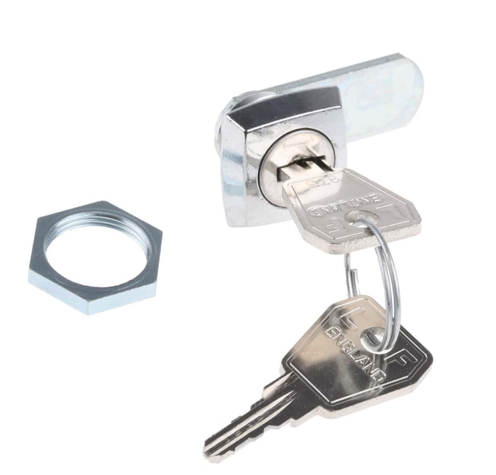 Euro-Locks a Lowe & Fletcher group Company Camlock, 8mm Panel-to-Tongue, 16.1 x 13.1mm Cutout, Key Unlock