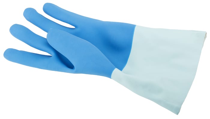 Polyco Healthline Taskmaster Blue Cotton Chemical Resistant Work Gloves, Size 10, Latex Coating