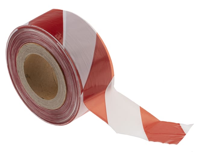 Ruban de signalisation non adhésif Rouge/Blanc JSP, 70mm x 500m