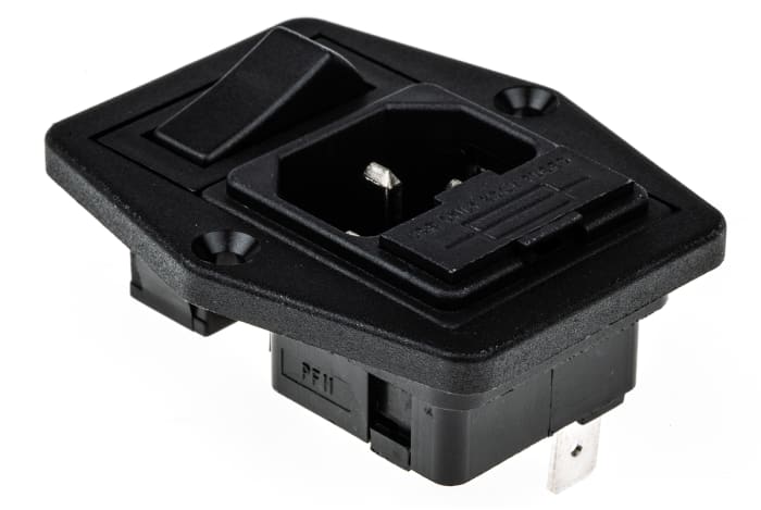 Bulgin C14 Panel Mount IEC Connector Male, 10A, 250 V, Fuse Size 5 x 20mm