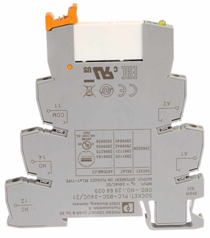 Phoenix Contact PLC-RSC- 24UC/21 Series Interface Relay, DIN Rail Mount, 24V ac/dc Coil, SPDT, 1-Pole