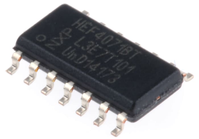 O: Puerta lógica, HEF4071BT,652, Quad 3.6mA SOIC 14 pines 2 No