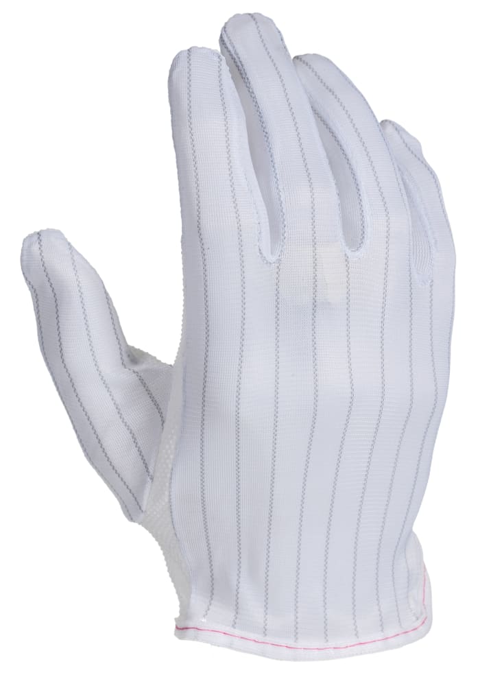 RS PRO White Polyethylene Anti-Static Anti-Static Gloves, Size 9, Large, No Coating
