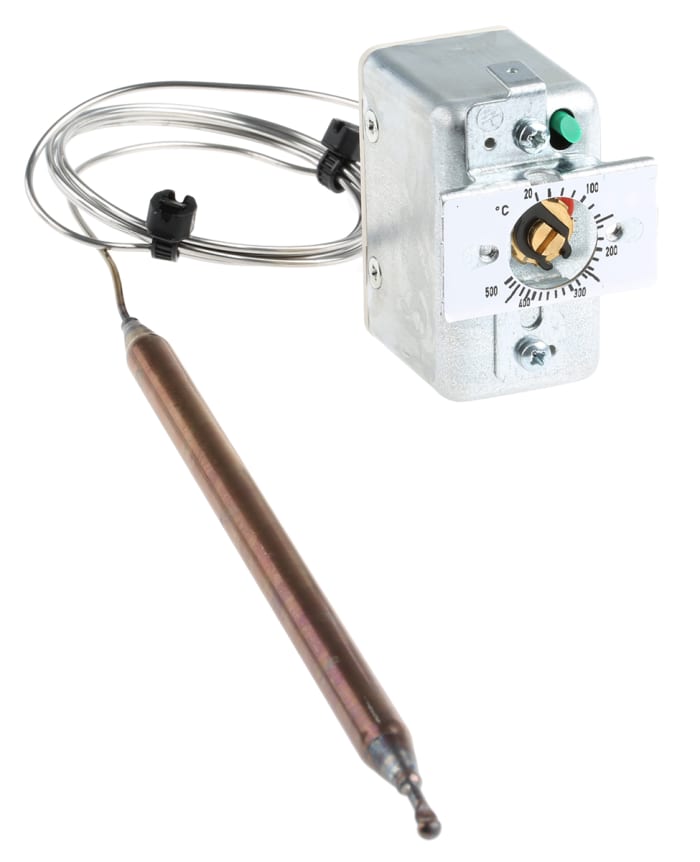 Jumo Capillary Thermostat, +500°C Max, SPST, Automatic Reset, Panel Mount