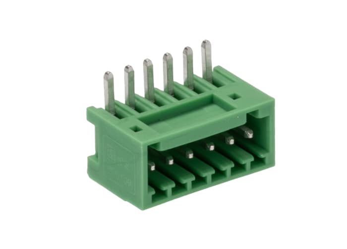 Phoenix Contact, 2.5mm Pitch, MC 0.5/ 6-G-2.5, 6 Way, Right Angle, Pluggable Terminal Block, Header, Wave Soldering,