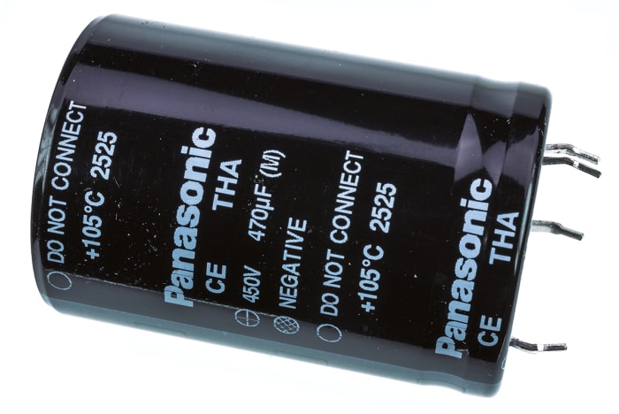 Panasonic 470μF Electrolytic Aluminium Electrolytic Capacitor 450V dc, Through Hole - ECET2WA471EA