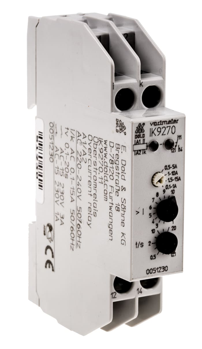 Dold Current Monitoring Relay, 1 Phase, SPDT, DIN Rail
