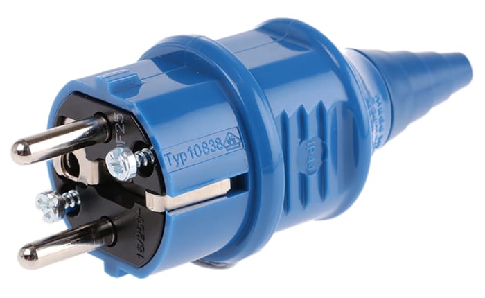 MENNEKES French / German Mains Plug, 16A Blue, Cable Mount Thermoplastic Screw, 230 V